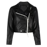 Women's Biker Black Leather Cropped Jacket | Cropped Leather Jacket Women